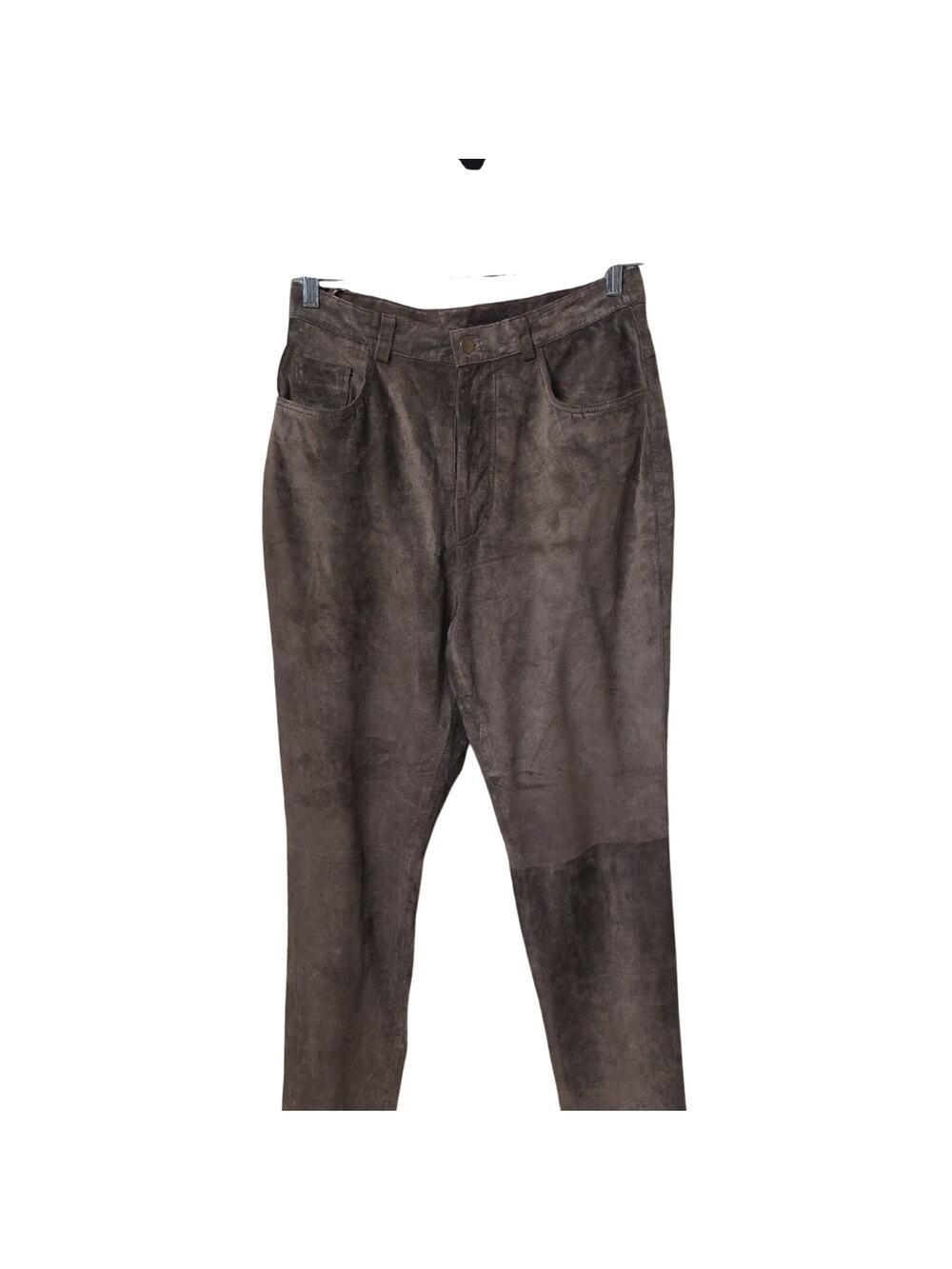 Chandler Hill Womens Suede Leather Flat Front Relaxed Straight Pants Womens 6